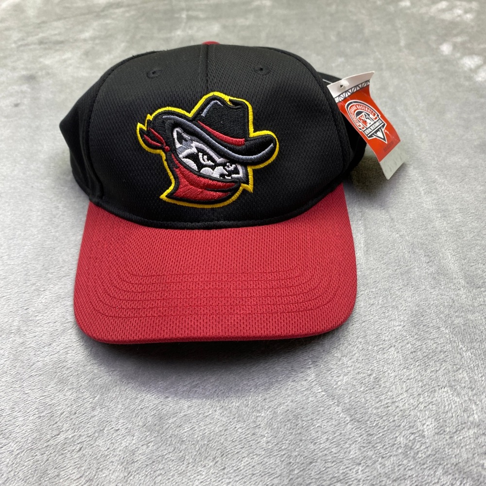 Quad City River‎ Bandits MLB Hat Black Red Mascot Fitted Style Baseball Cap New